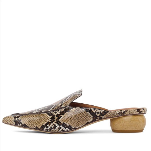 Jeffrey Campbell Shoes - Jeffrey Campbell Snakeskin Leather Vionit Slide Rounded Heel Loafer Mule Shoe